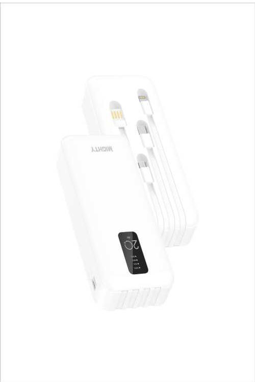 Mighty 20,000mAh 4 Cables in 1 Power Bank White MK112