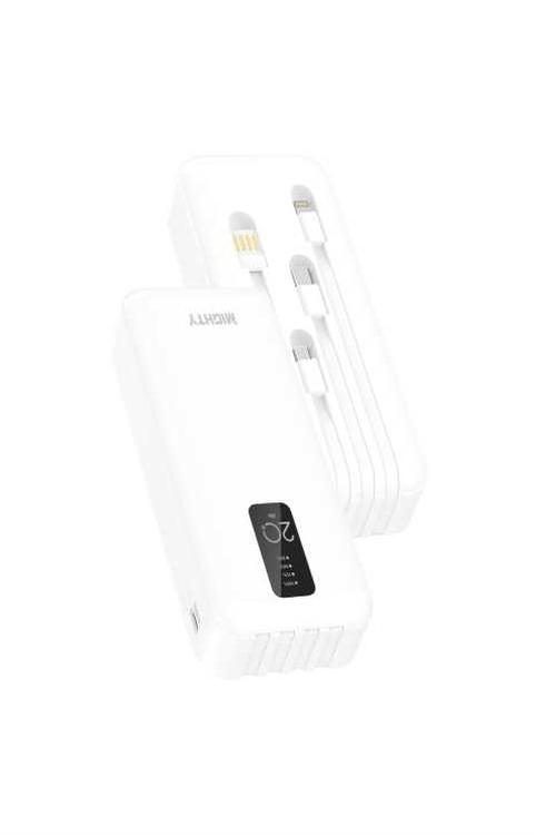 Mighty 20,000mAh 4 Cables in 1 Power Bank White MK112