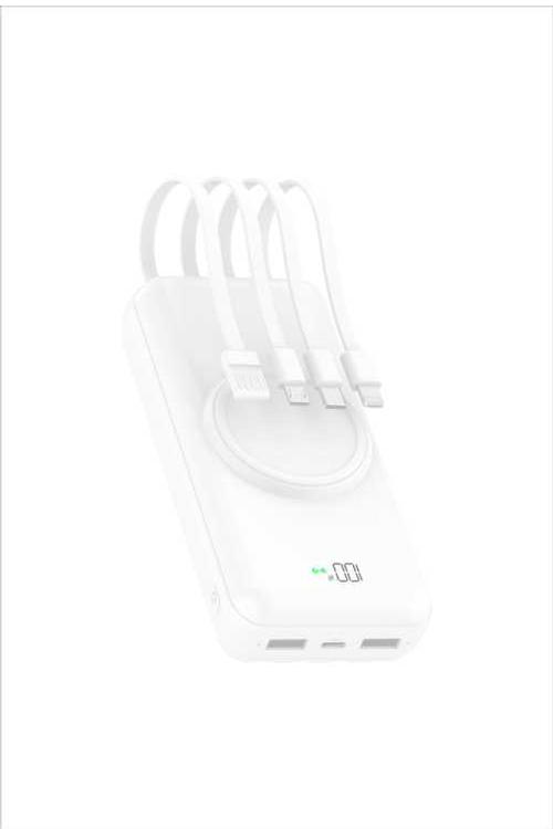 Mighty 20,000mAh 4 in 1 Cable Wireless Charging Power Bank White MK110 