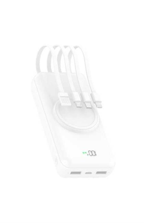 Mighty 20,000mAh 4 in 1 Cable Wireless Charging Power Bank White MK110 