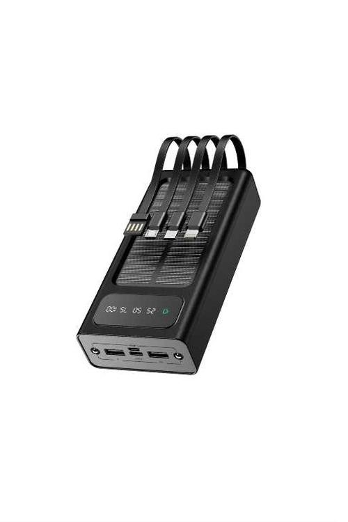 Mighty 20,000mAh Solar Power Bank with 4 Cables Black YM308