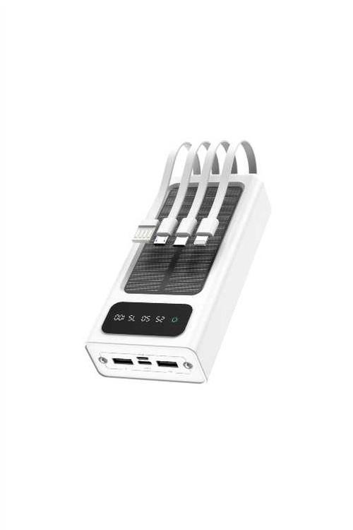 Mighty 20,000mAh Solar Power Bank with 4 Cables White MK107
