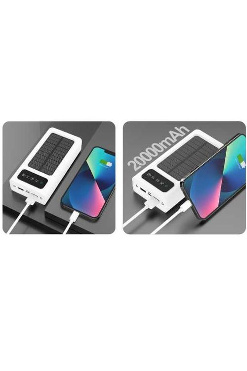 Mighty 20,000mAh Solar Power Bank with 4 Cables White MK107
