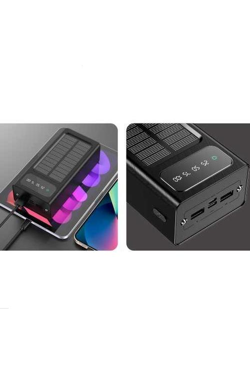 Mighty 30,000mAh Solar Power Bank with 4 Cables Black YM309