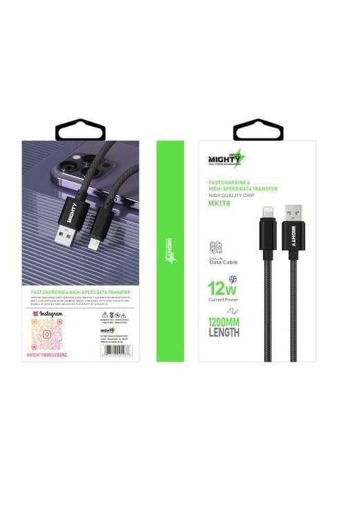 Mighty 4FT Fabric Lightning Cable Black MK178
