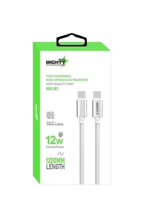 Mighty 4FT Fabric Type-C to Type-C Cable White MK181