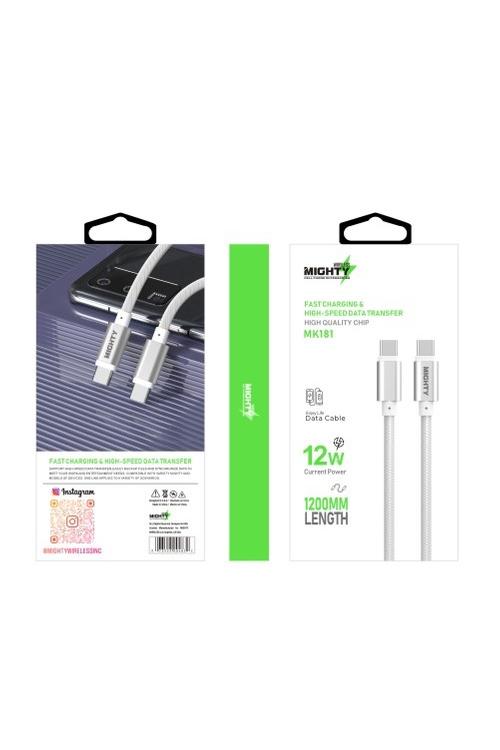 Mighty 4FT Fabric Type-C to Type-C Cable White MK181