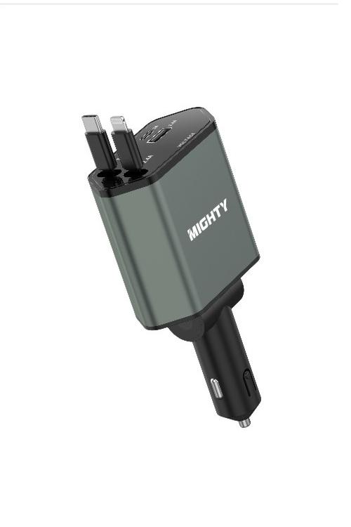 Mighty 65W Fast Charging Retractable 4 In 1 Car Charger MK151