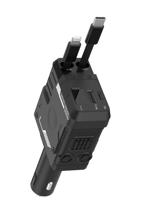 Mighty 65W Fast Charging Retractable 4 In 1 Car Charger MK152