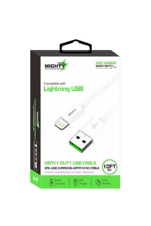 Mighty Fast Charging 10FT Lightning Cable White MK21