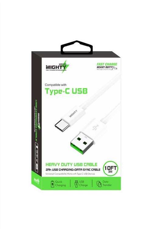 Mighty Fast Charging 10FT Type-C Cable White MK19