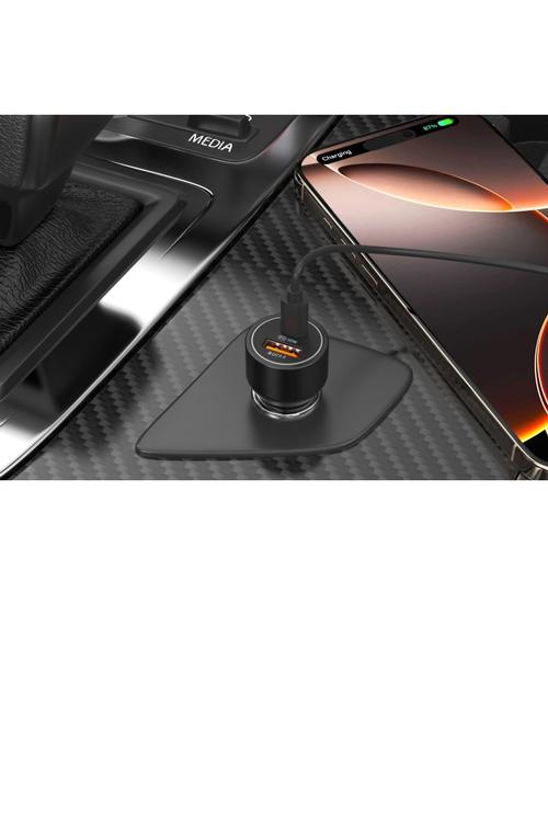 Mighty Fast Charging 48W PD and Qualcomm USB Transparent Car Charger Black MK149