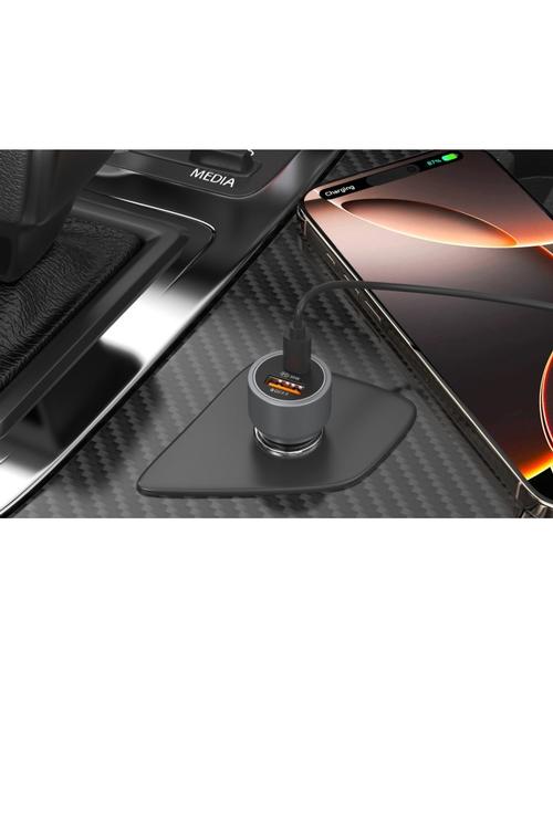 Mighty Fast Charging 48W PD and Qualcomm USB Transparent Car Charger Silver MK150