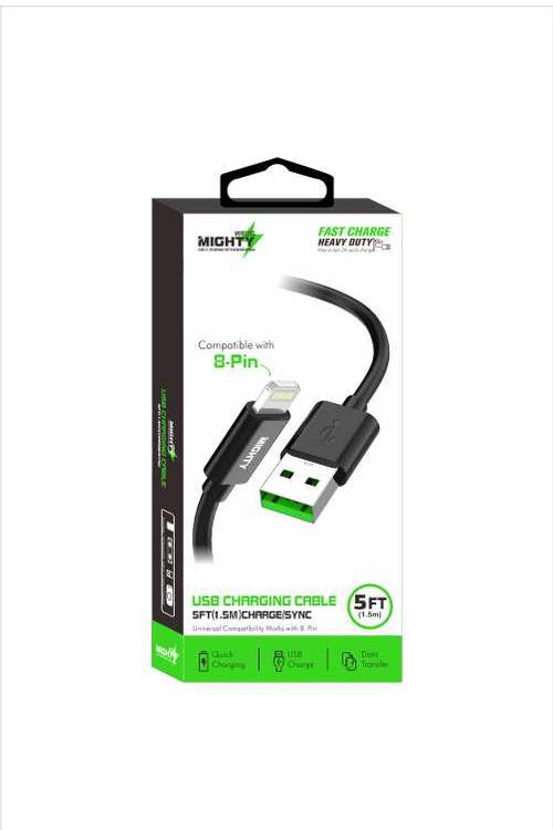 Mighty Fast Charging 5FT Lightning Cable Black MK14
