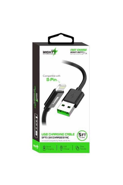 Mighty Fast Charging 5FT Lightning Cable Black MK14