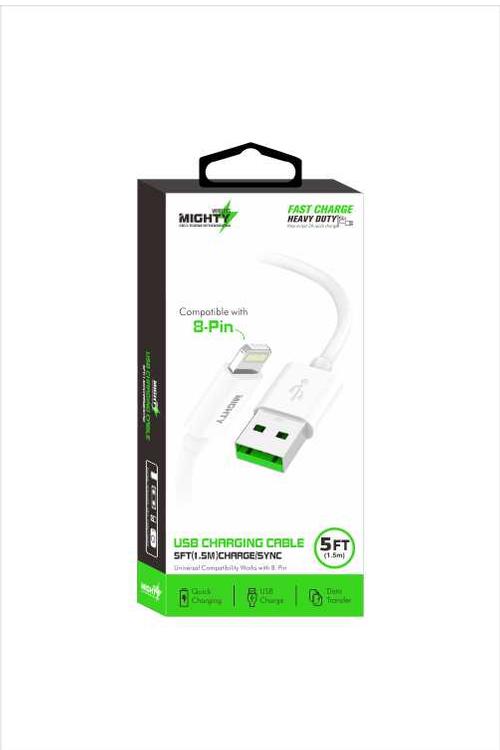 Mighty Fast Charging 5FT Lightning Cable White MK13