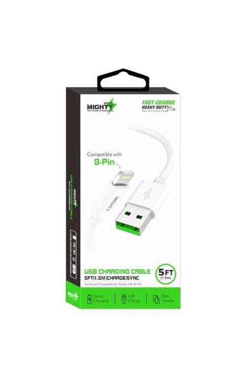 Mighty Fast Charging 5FT Lightning Cable White MK13
