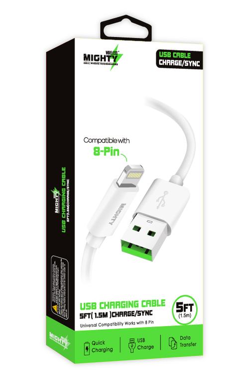 Mighty Fast Charging 5FT Lightning Cable White MK13