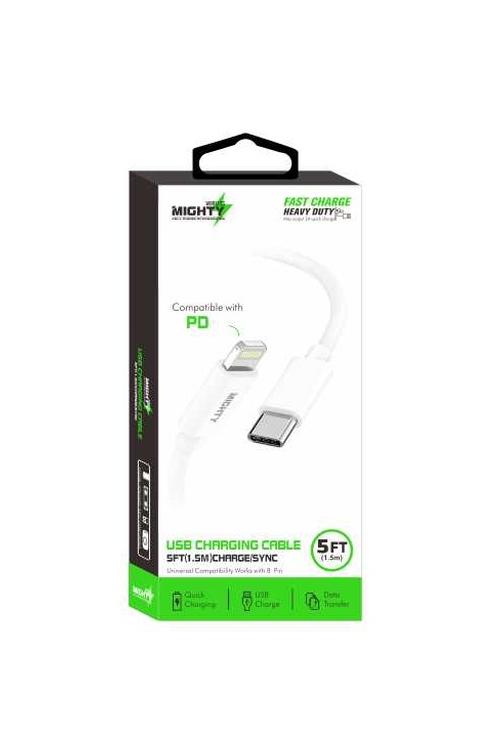 Mighty Fast Charging 5FT Lightning to Type-C Cable White MK17
