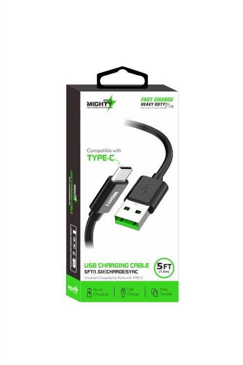 Mighty Fast Charging 5FT Type-C Cable Black MK12