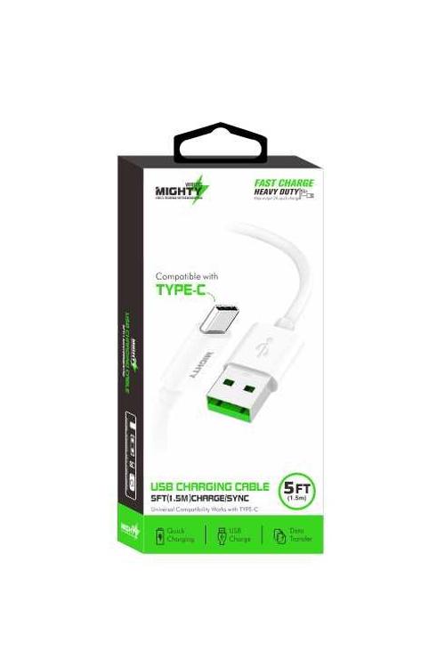 Mighty Fast Charging 5FT Type-C Cable White MK11