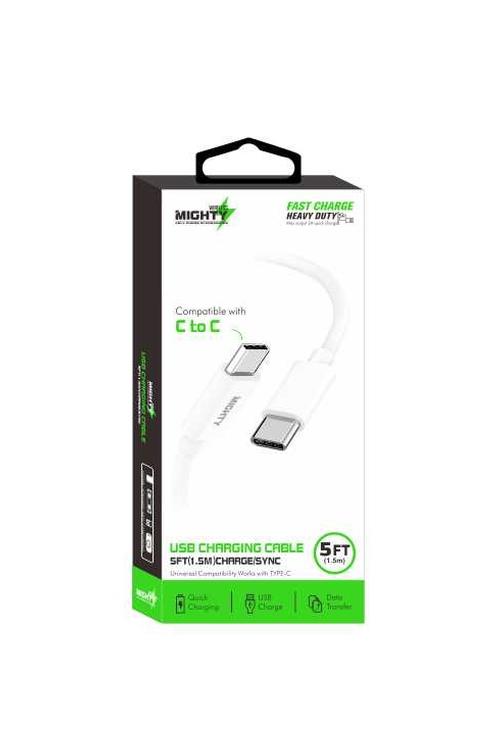 Mighty Fast Charging 5FT Type-C to Type-C Cable White MK15