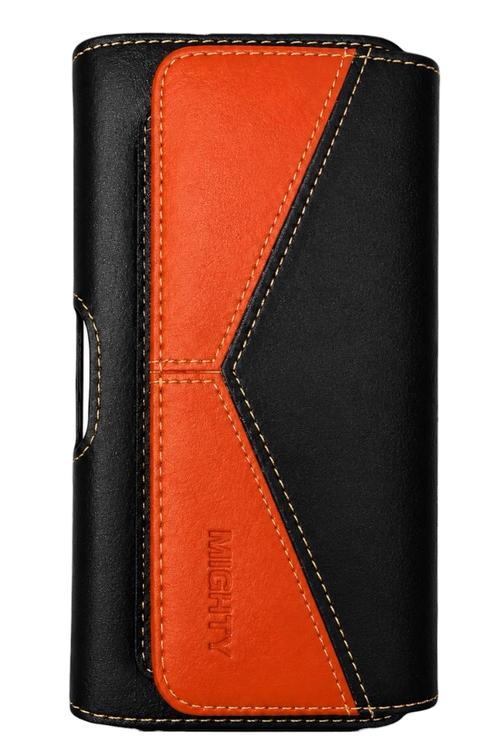 Mighty Universal Horizontal Leather Pouch Size L Black and Brown PCH55