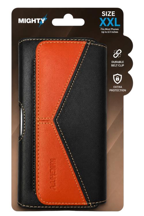 Mighty Universal Horizontal Leather Pouch Size XXL Black and Brown PCH57
