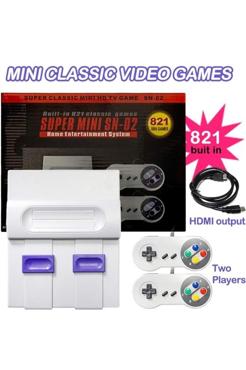 Mini Retro Gaming Console 821 Built-In Classic Games with Dual Controllers SN02