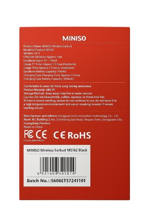 Miniso AI Translation Wireless Earbuds Black MS162