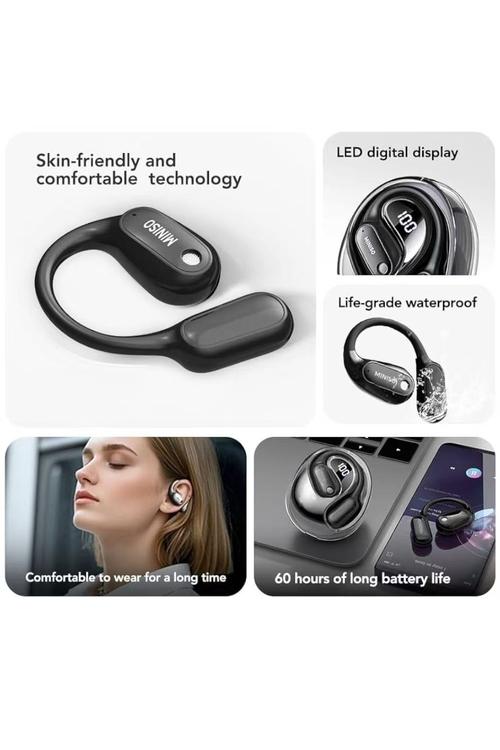 Miniso Wireless Earbuds Open Ear Long-Lasting Endurance and HD Voice Black MS190