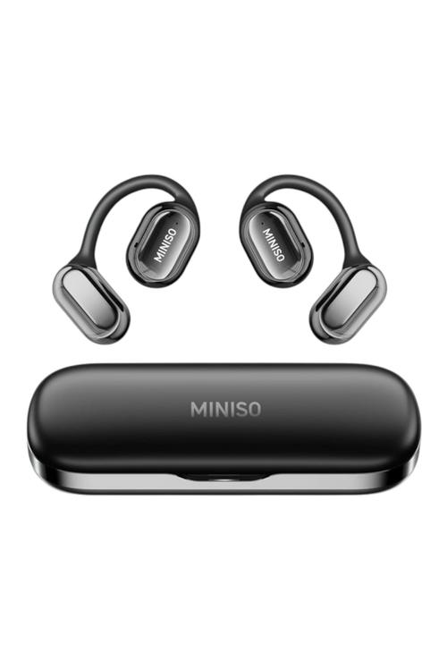 New Miniso Earphone Bluetooth 5.4 Ai Translation Earbuds Real Time Translator Open Ear Earbuds 150 Languages Black MS165