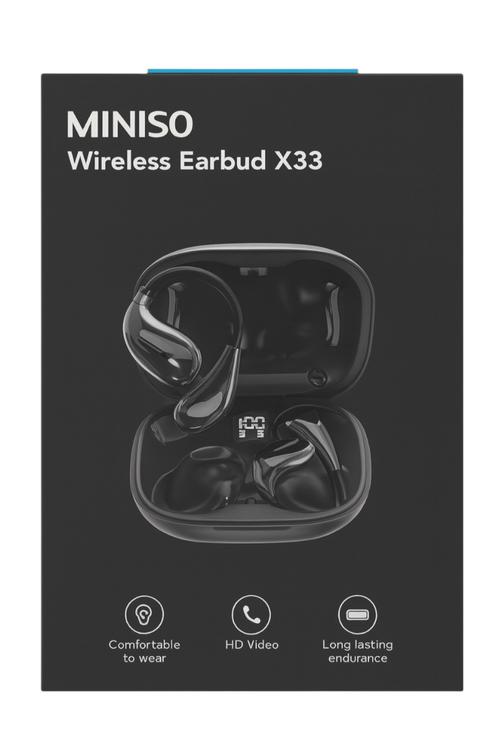 New Miniso Earphone Bluetooth 5.4 True Wireless Low Latency and HD Voice Black X33