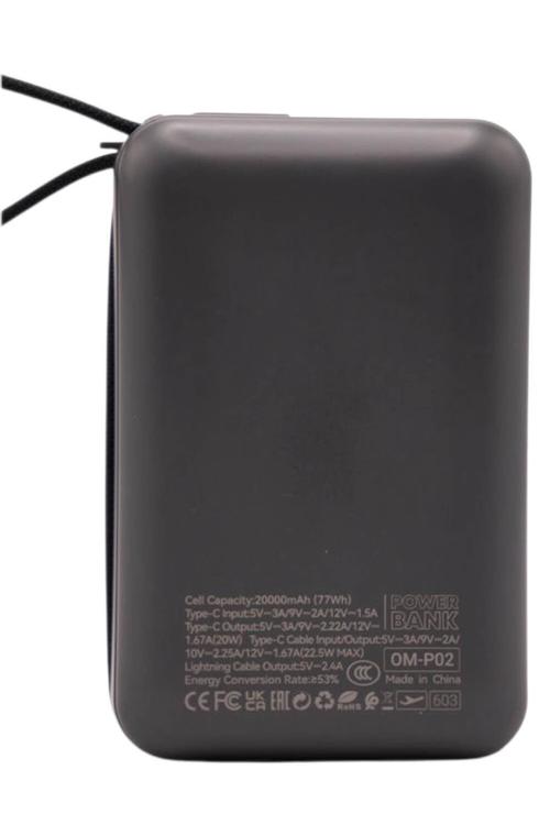 Omitta 20,000mAh 22.5W Fast Charging Mini Power Bank with Built-In Cable OMP02