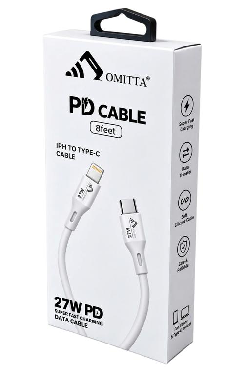 Omitta 8FT USB-C to Lightning Cable, 27W PD Fast Charging White