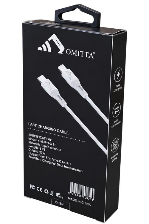 Omitta 8FT USB-C to Lightning Cable, 27W PD Fast Charging White