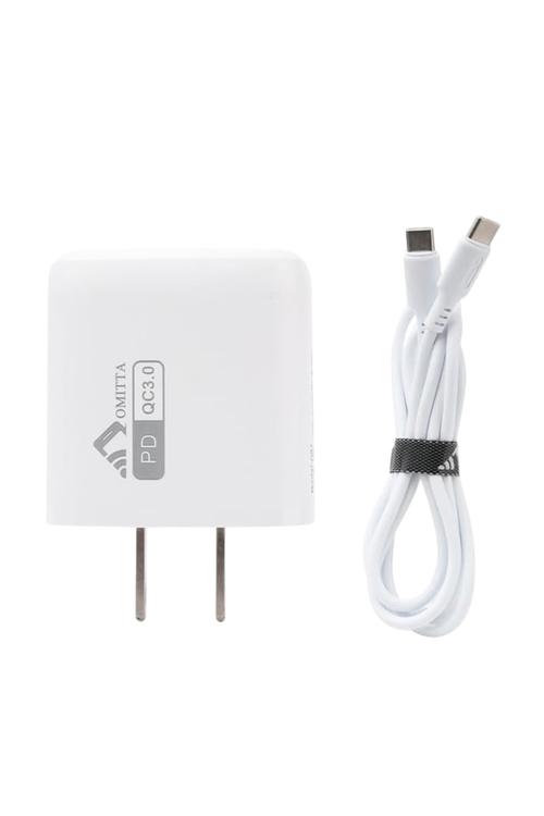 Omitta Dual Port 30W Fast Charging Combo Wall Charger with USB-C Cable