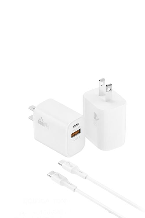 Omitta Dual Port 30W Fast Charging Combo Wall Charger with USB-C Cable