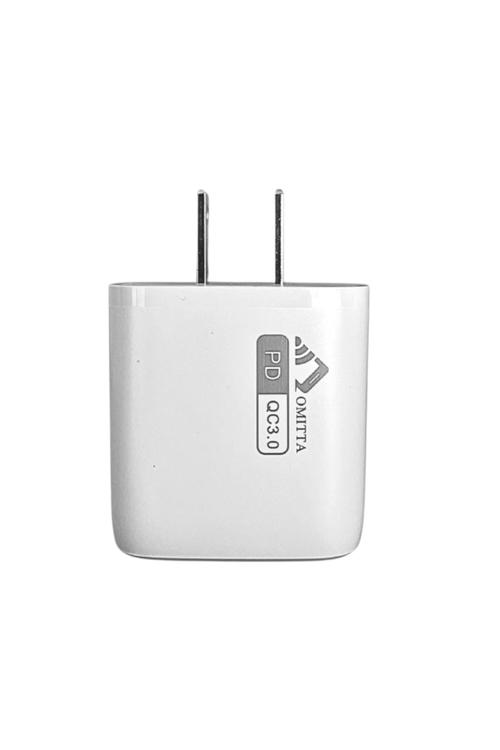 Omitta Dual Port 30W USB-C and USB QC3.0 Fast Wall Charger White