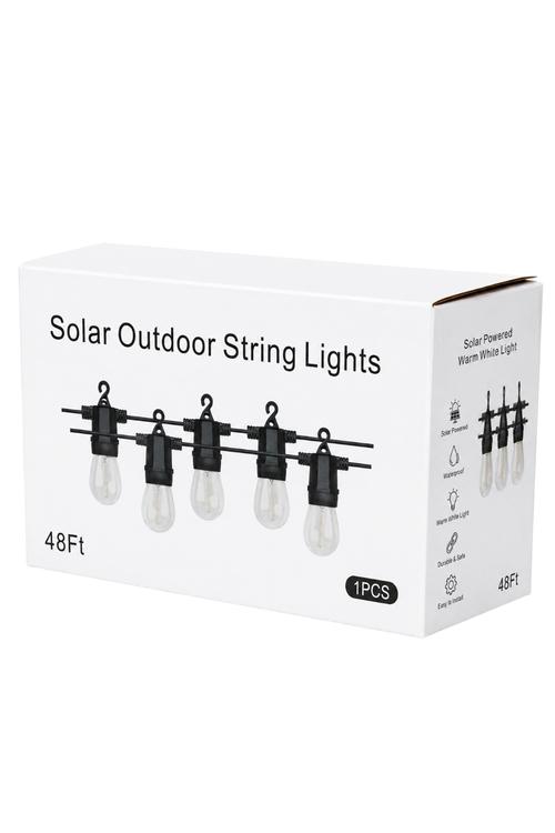 Outdoor Solar LED String Lights, 48FT Shatter-Resistant Decorative Bulbs