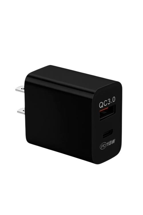 PD Wall Charger With USB Black PD02