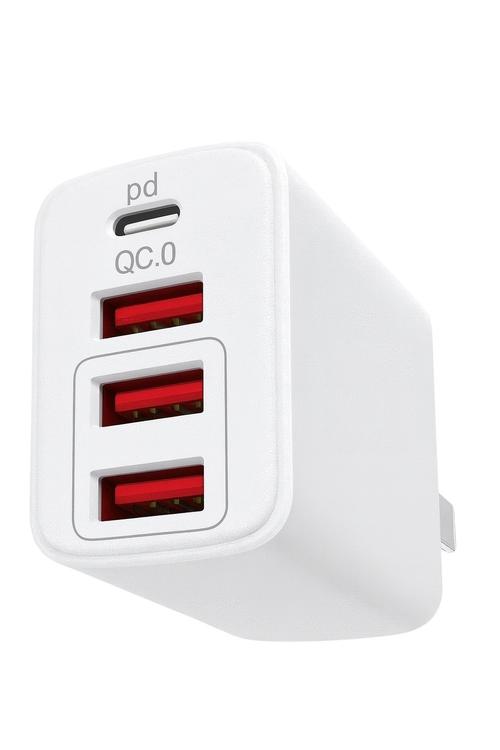 PD Wall Charger with 3 USB Ports and 1 Type-C Port PD31 White