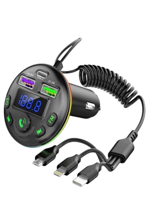 Portable 10000 mAh Super Fast Charging Power Bank with 4 Built-In Cables Black
