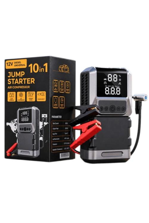 Portable 10in1 Car Emergency Jump Starter Air Compressor, Power Bank and Flashlight X004YTJSAH