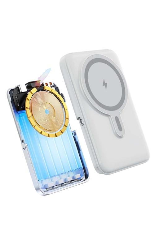 Portable Magnetic Wireless Power Bank 10000mAh with Built-In Charging Cables White ,Black ,Blue ,Purple MW917