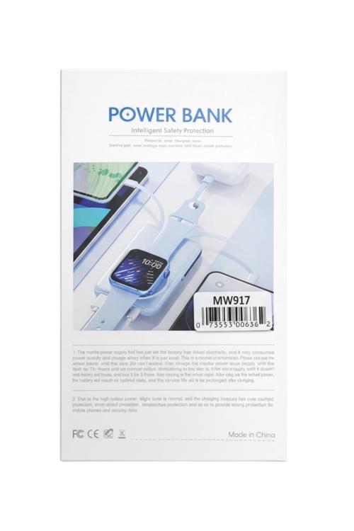 Portable Magnetic Wireless Power Bank 10000mAh with Built-In Charging Cables White ,Black ,Blue ,Purple MW917