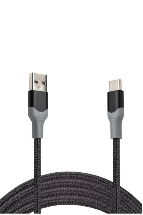 Powerxcel 4FT Kevlar USB-A to Type-C Fast Charging Cable Black 4UAC
