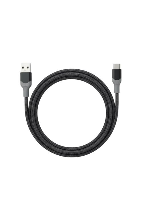 Powerxcel 4FT Kevlar USB-A to Type-C Fast Charging Cable Black 4UAC