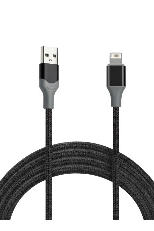 Powerxcel Kevlar 10FT USB-A to Lightning Fast Charging Cable Black 10KUL