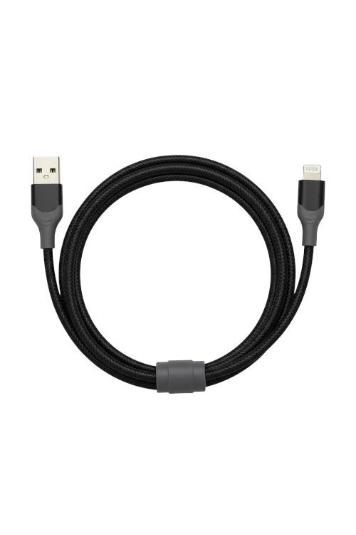 Powerxcel Kevlar 10FT USB-A to Lightning Fast Charging Cable Black 10KUL